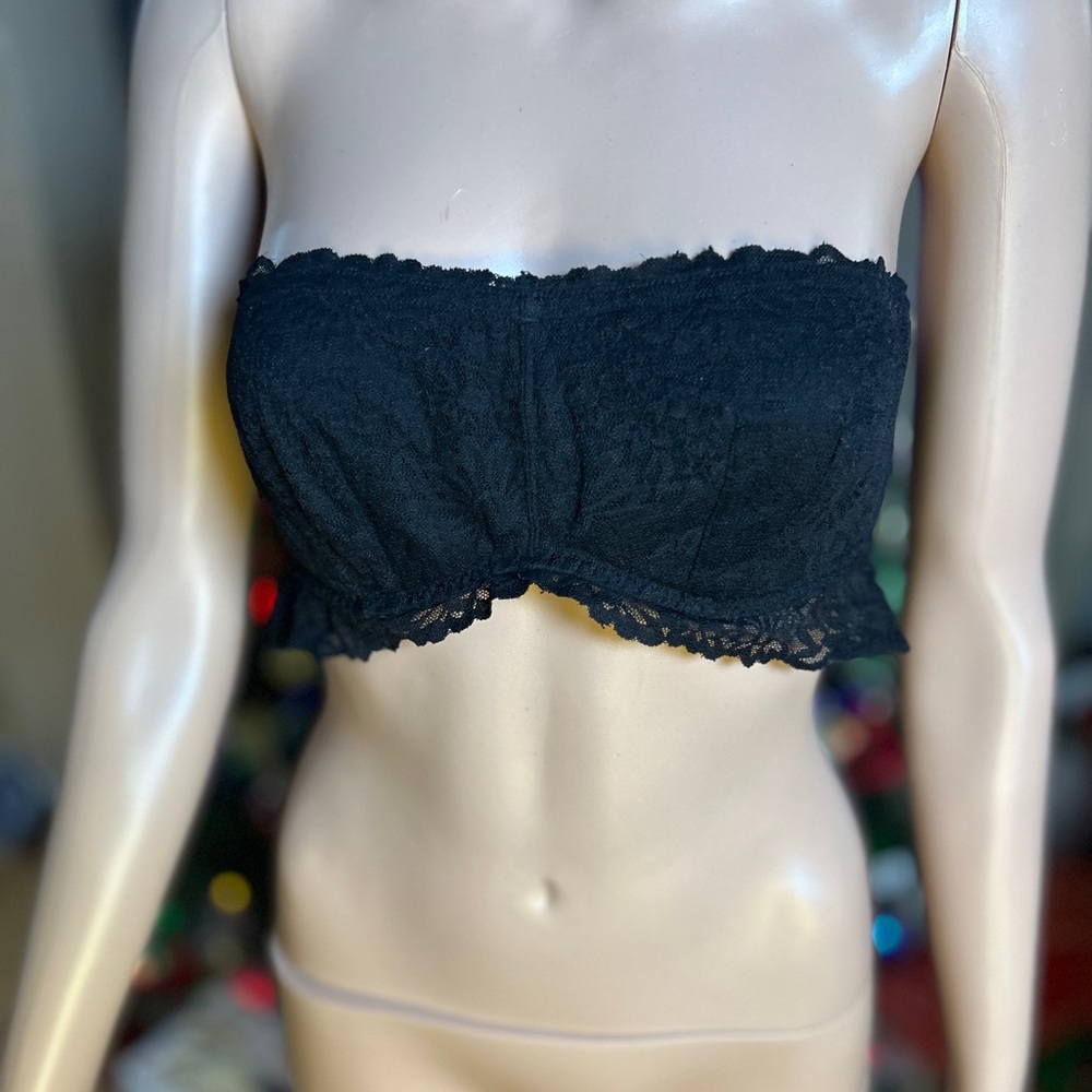 PINK Victoria's Secret Black Lace Bandeau Bra
